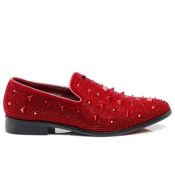 Men's Spike Pointy Toe Punk Studded Rivet Loafers Casual Dress Slip On Shoes s24 - Picture 2 of 5